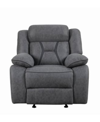 Furniture - Houston Pillow-Padded Glider Recliner with Contrast Stitching Grey