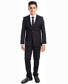 Big Boy's 5-Piece Shirt, Tie, Jacket, Vest and Pants Solid Suit Set