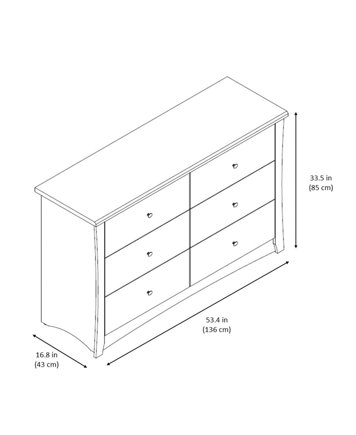 Storkcraft Crescent 6 Drawer Double Dresser