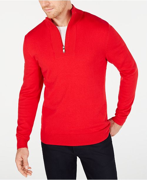Alfani Men's QuarterZip Ribbed Placket Sweater, Created for Macy's
