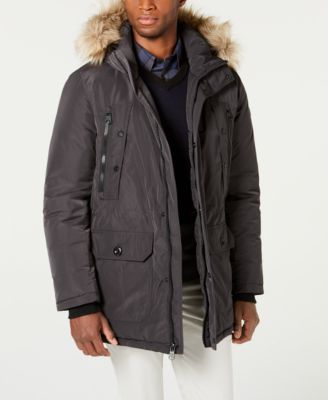 long coat with fur hood