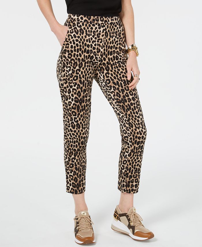 Michael Kors Petite Leopard Print Pull-On Pants - Macy's
