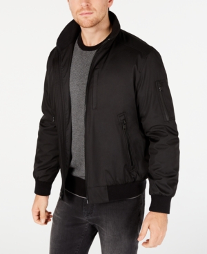 Shop Calvin Klein Men's Classic Zip-front Ripstop Bomber Jacket In Black