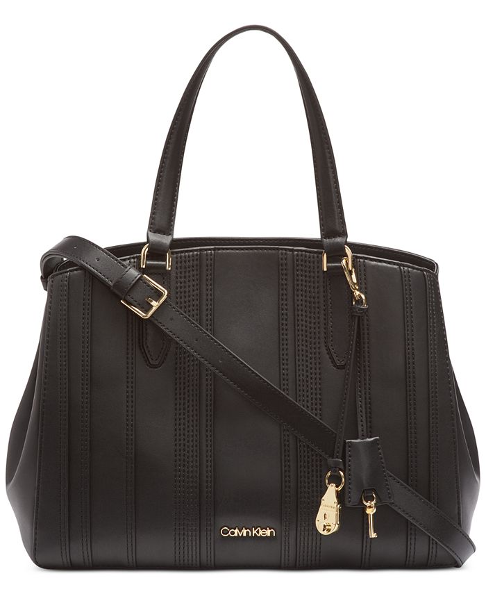 Calvin Klein Lock Leather Satchel Macy s