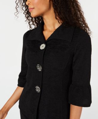 JM Collection Petite Textured Three-Button Jacket, Created for Macy's