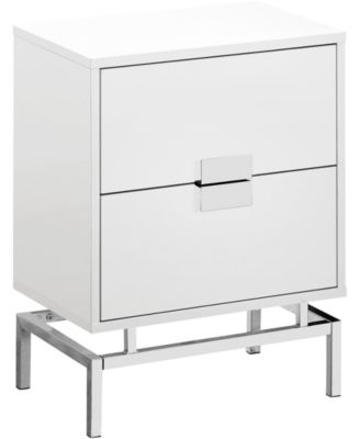 Chrome Metal 24" Accent Table in Glossy White