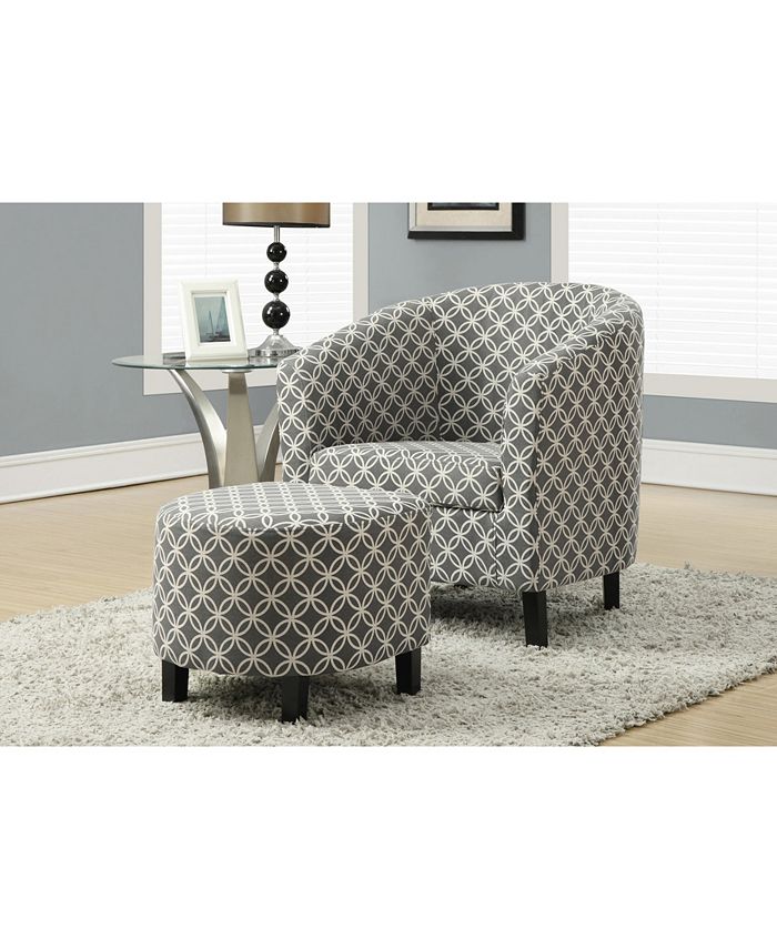 Monarch Specialties 2 Piece Set Linen Accent Chair With Ottoman Macy's