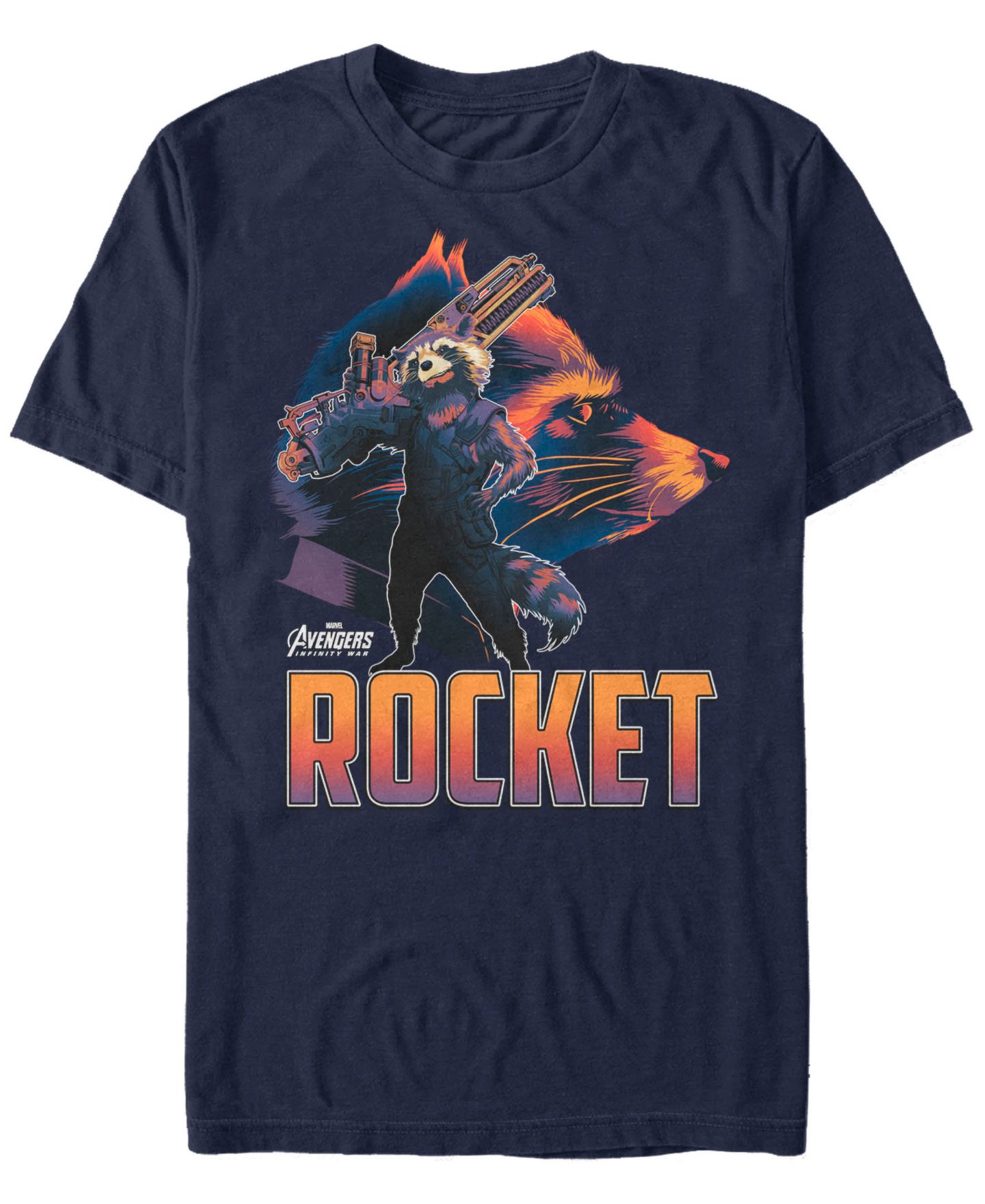 Мужская футболка Fifth Sun Marvel Avengers Infinity War Rocket Posed Profile Short Sleeve, цвет: Тёмно-синий — фото 1