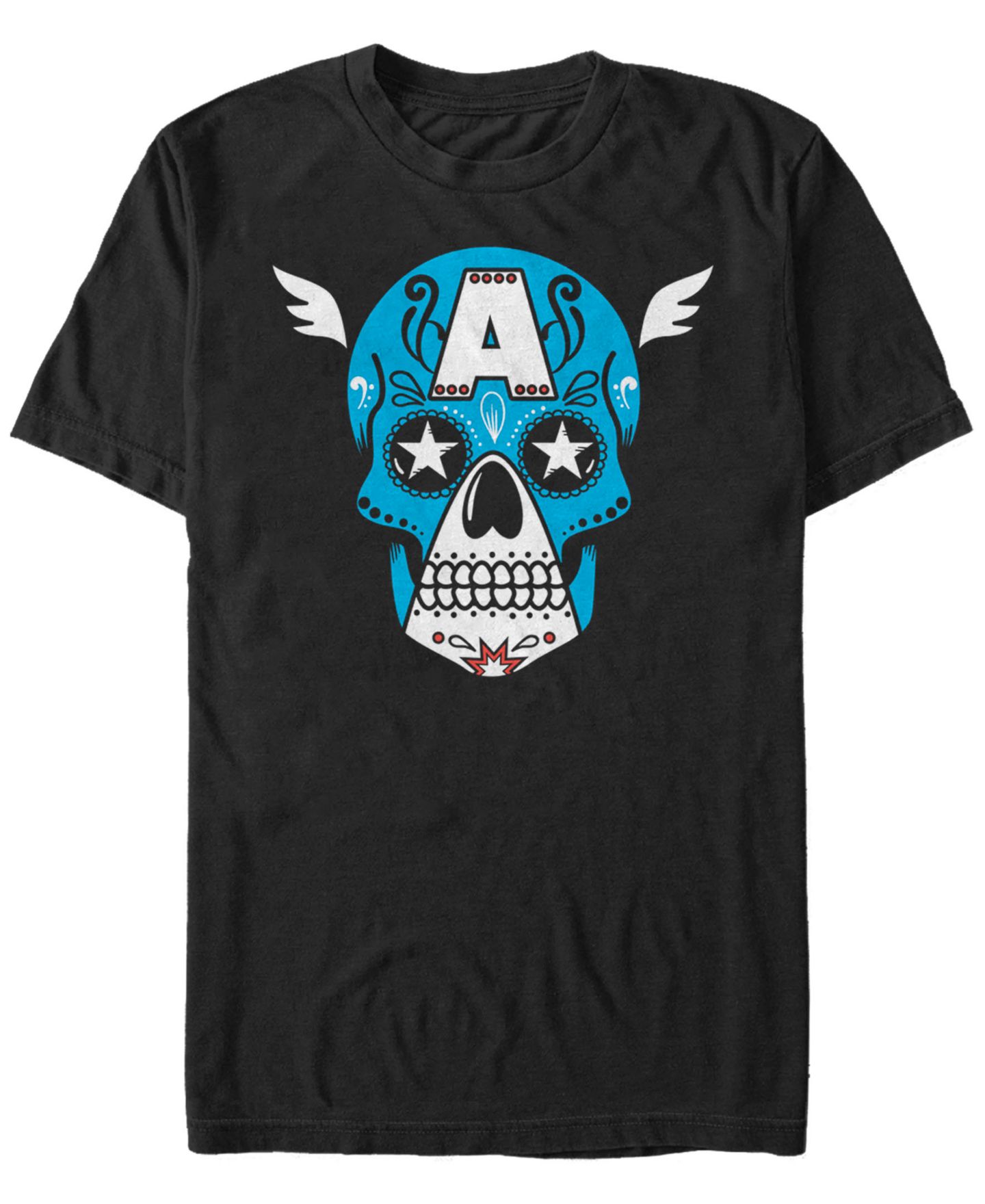 Мужская футболка Fifth Sun Marvel Captain America Sugar Skull Big Face Mask Short Sleeve, цвет: Чёрный — фото 1