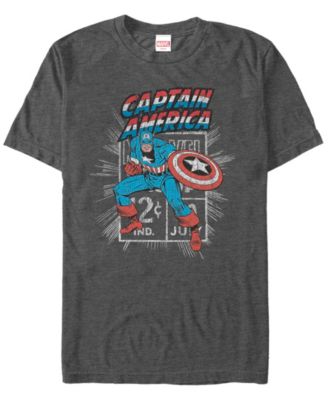 Marvel Men's Comic Collection Retro Captain America Stamp Short Sleeve T-Shirt