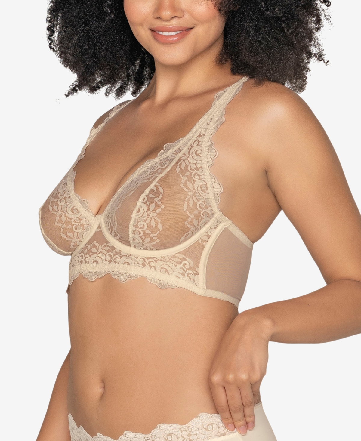 Leonisa Sheer Lace Bustier Bralette Lingerie with Underwire