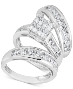 image of Diamond Cluster Bridal Trio (4 ct. t.w.) in 14k White Gold