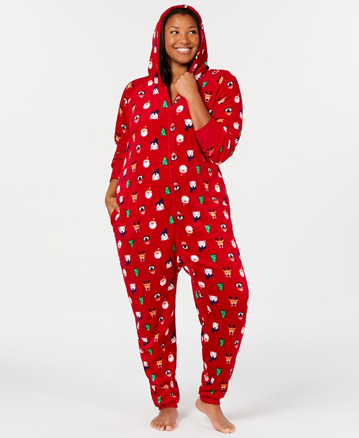 Family Pajamas Matching Plus Size Santa and Friends Hooded Pajamas ...