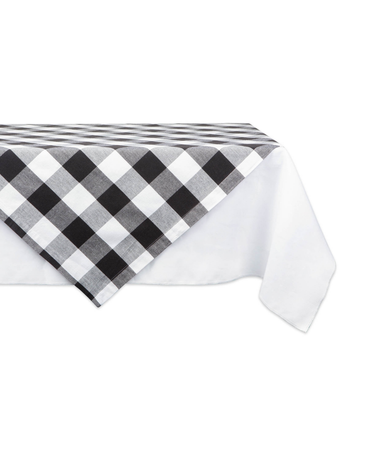 Design Imports Buffalo Check Table Topper 40" X 40" In Black