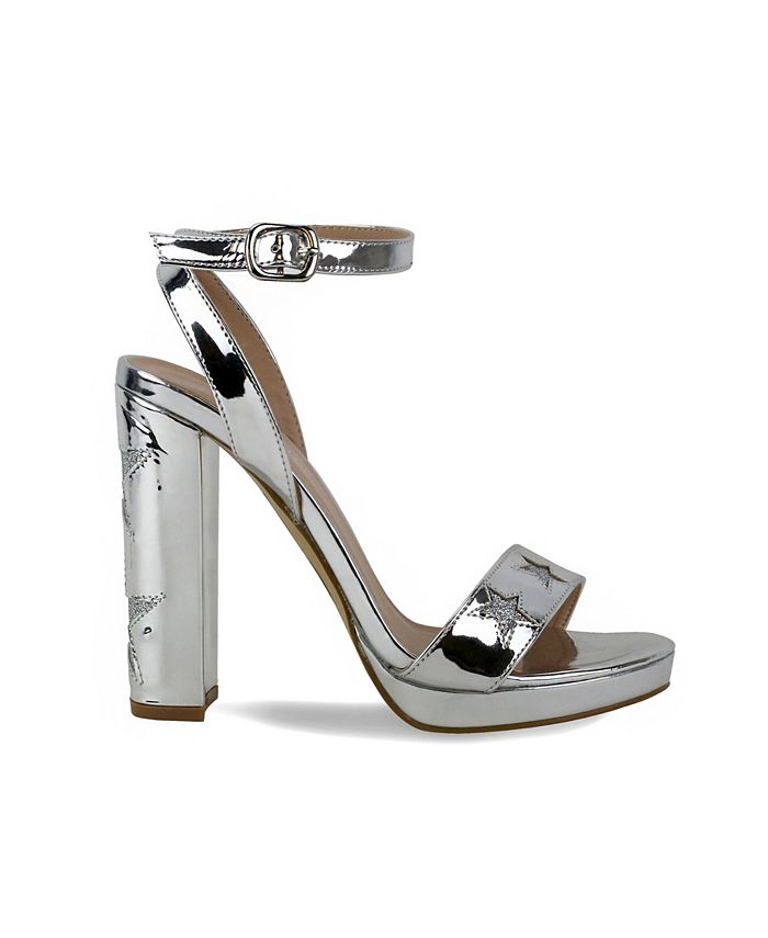 Olivia Miller Manhasset Multi Glitter Star Chunky Heel Sandals - Macy's