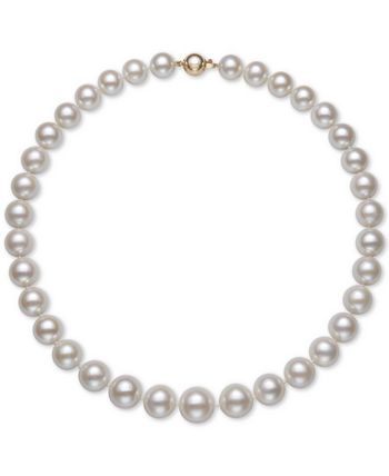 Belle de Mer - Cultured Freshwater Pearl Graduated 17-1/2" Strand Necklace (11-14mm) in 14k Gold