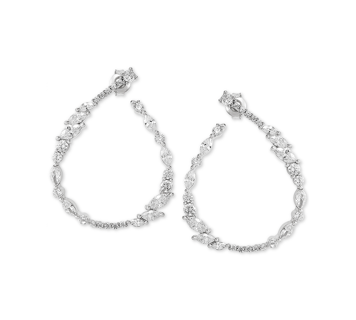 Cubic Zirconia Teardrop Drop Earrings in Sterling Silver - Sterling Silver