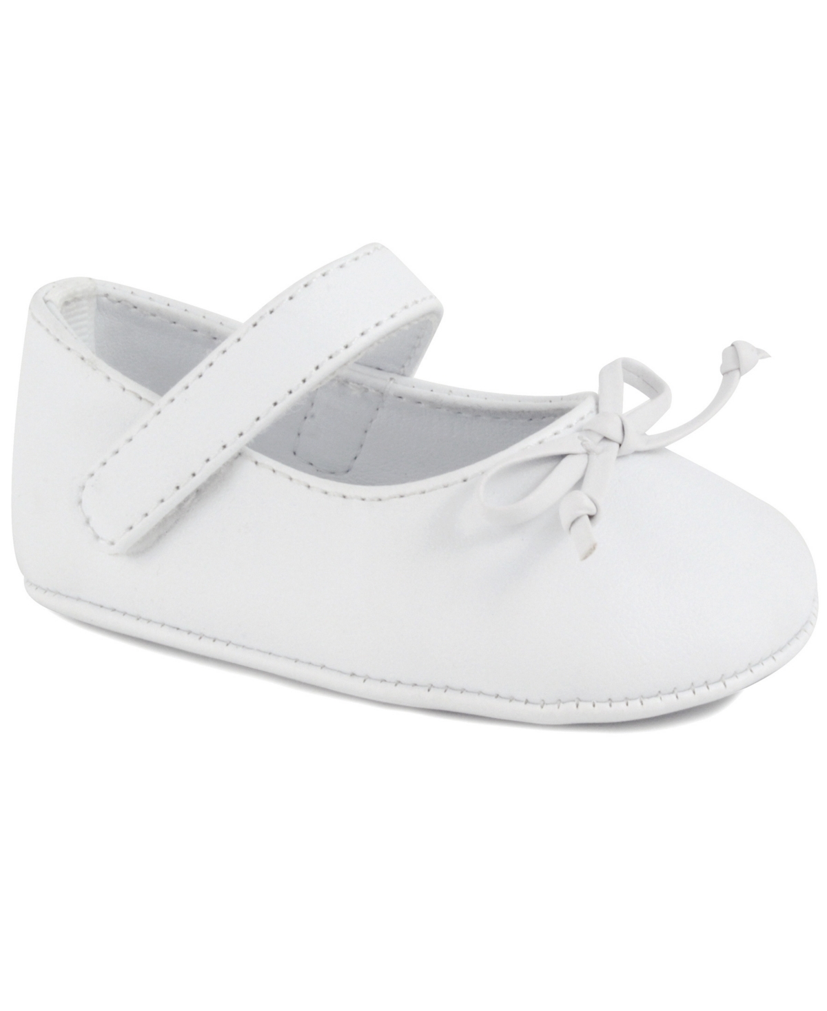 Shop Baby Deer Baby Girl Leather-like Skimmer With Spaghetti Bow Overlay In White