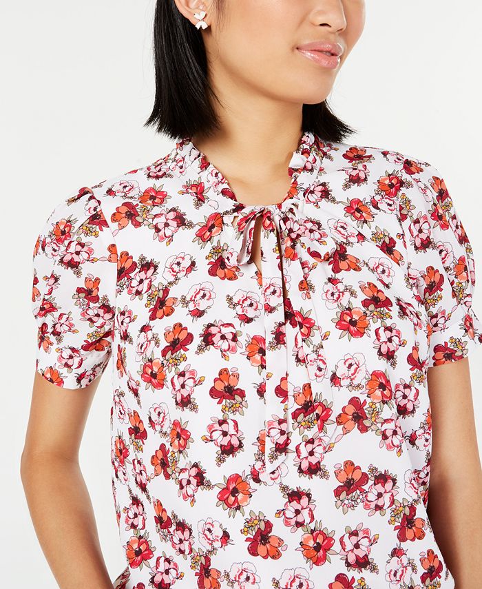 Maison Jules Ruffled Floral-Print Top, Created for Macy's - Macy's