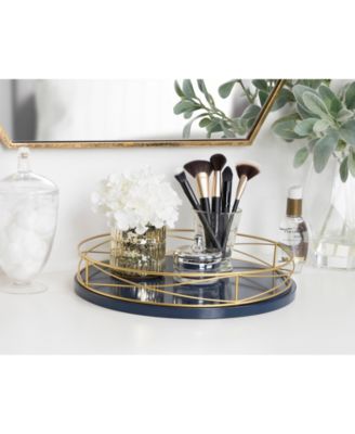 Mendel Round Tray With Decorative Metal Rim - 14" x 14"