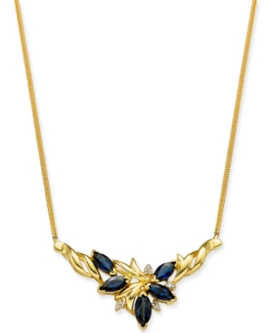 image of Sapphire (2-1/6 ct. t.w.) & Diamond (1/20 ct. t.w.) Marquise Cluster 16