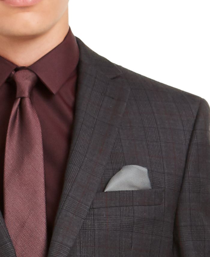 Bar III Men's SlimFit Gray Plaid Suit Separate Jacket, Created for