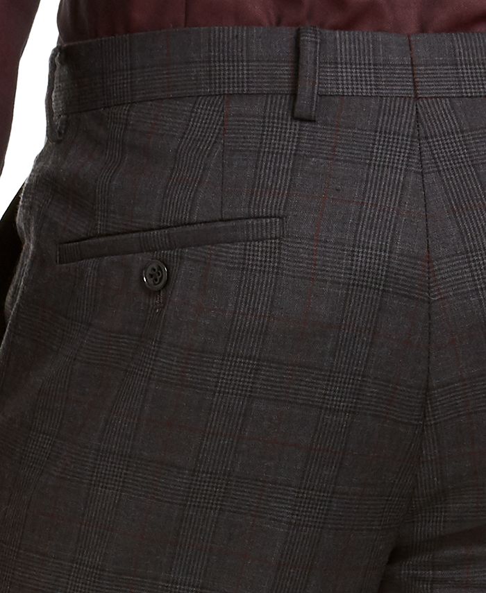 Bar III Men's Slim-Fit Gray Plaid Suit Separate Pants, Created for Macy ...