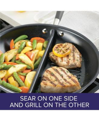 Advanced Home Hard-Anodized 12.5" Nonstick Divided Grill and Griddle Skillet
