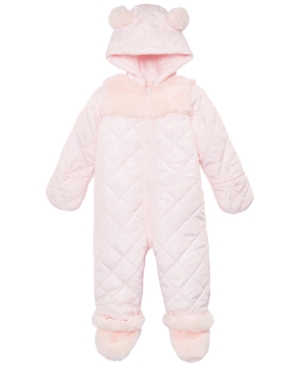 image of First Impressions Baby Girls Plush Trim Snowsuit, Created for Macy-s