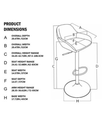Mid-Century Modern Vintage Leatherette Gaslift Adjustable Swivel Bar Stool Set of 2