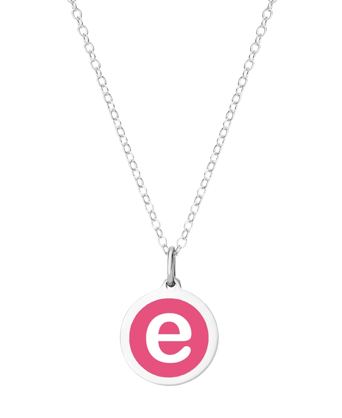 Auburn Jewelry Mini Initial Pendant Necklace in Sterling Silver and Hot Pink Enamel, 16" + 2" Extender