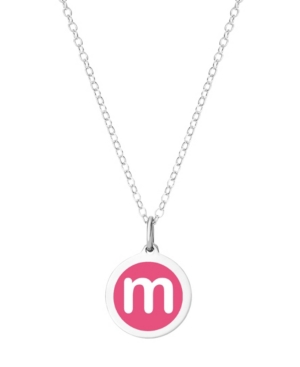 Auburn Jewelry Mini Initial Pendant Necklace in Sterling Silver and Hot Pink Enamel 16