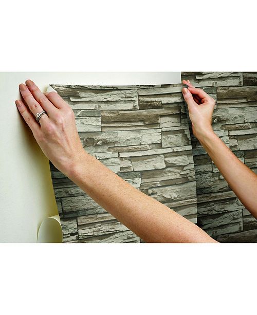 York Wallcoverings Brown Stacked Stone Peel And Stick Wallpaper Reviews All Wall Decor Home Decor Macy S