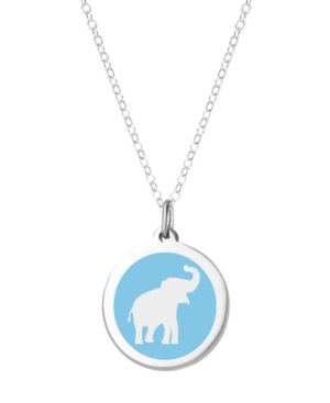 image of Auburn Jewelry Elephant Pendant Necklace in Sterling Silver and Enamel, 16