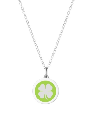 image of Auburn Jewelry Mini Clover Pendant Necklace in Sterling Silver and Enamel, 16