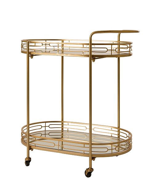 Glitzhome Deluxe Metal Oval Mirrored Bar Cart Reviews
