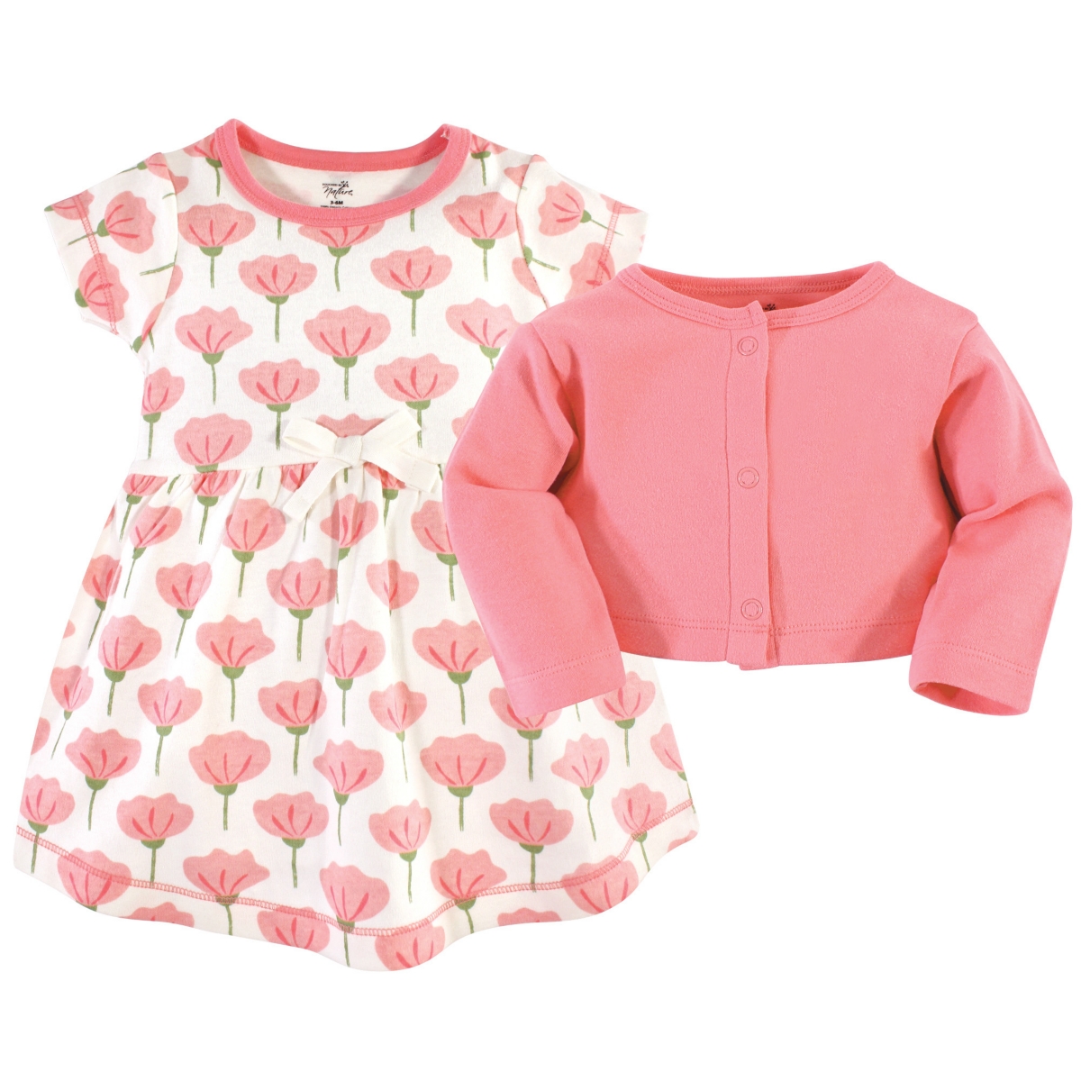 Touched by Nature Baby Girls Natural Cotton Dress and Cardigan