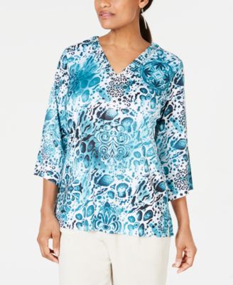 JM Collection - Petite Split-Neck Top, Created For Macy's