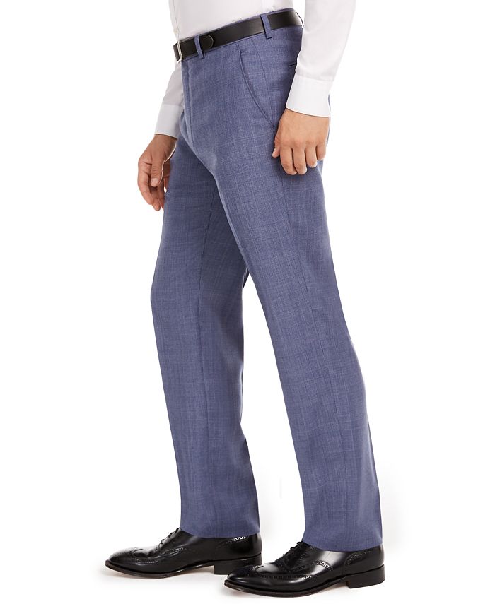 light blue check trousers