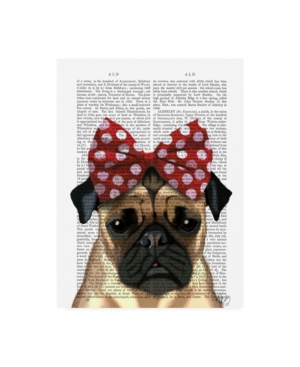 Trademark Global Fab Funky Pug With Red Spotty Bow On Head Canvas Art In Multi