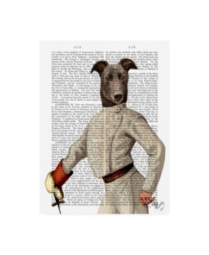 Trademark Global Fab Funky Greyhound Fencer In Cream, Portrait Canvas Art In Multi
