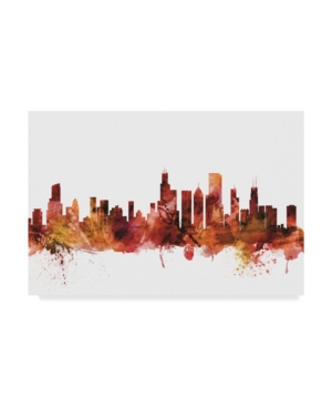 Trademark Global Michael Tompsett Chicago Illinois Skyline Red Canvas Art In Multi
