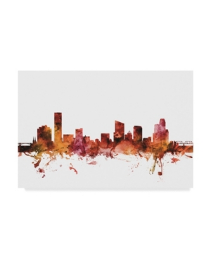 Trademark Global Michael Tompsett Grand Rapids Michigan Skyline Red Canvas Art In Multi