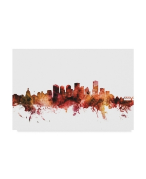 Trademark Global Michael Tompsett Edmonton Canada Skyline Red Canvas Art In Multi
