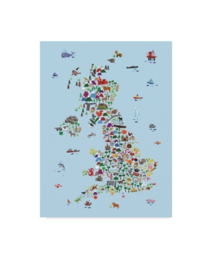 Michael Tompsett Animal Map of Great Britain & Ni For Children and Kids Blue Canvas Art - 20