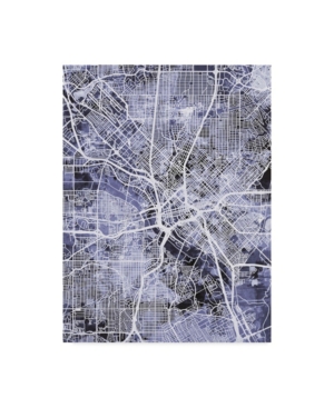 TRADEMARK GLOBAL MICHAEL TOMPSETT DALLAS TEXAS CITY MAP BLUE CANVAS ART