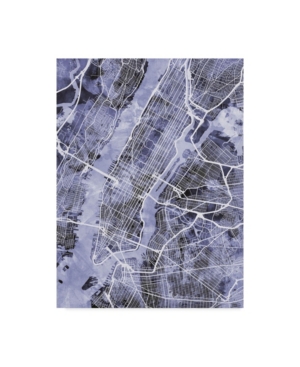 Michael Tompsett New York City Street Map Blue Canvas Art - 20