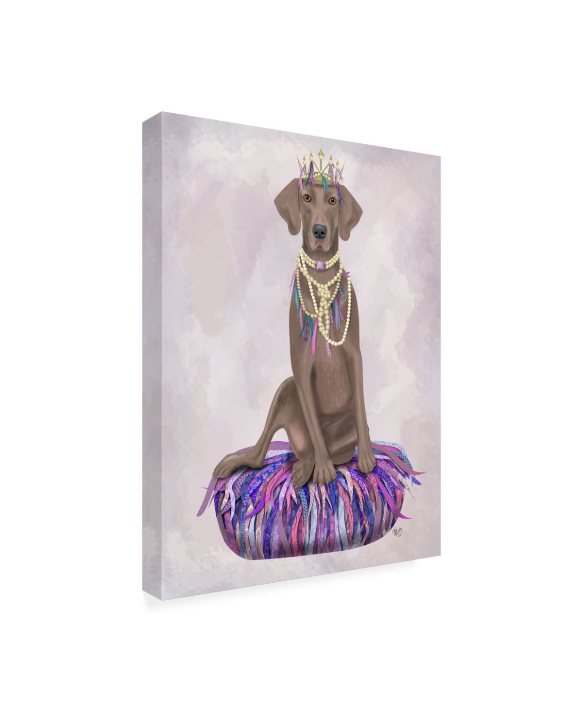 Fab Funky Weimaraner on Purple Cushion Canvas Art -