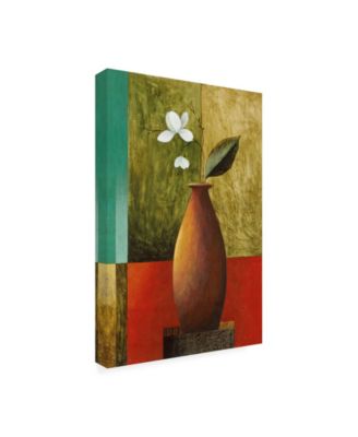 Pablo Esteban Flower in Vase with Squares Canvas Art - 19.5" x 26"