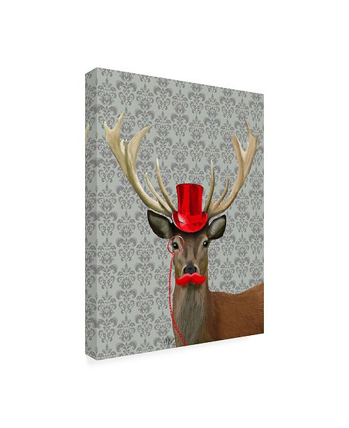 Trademark Global Fab Funky Deer with Red Hat and Moustache Canvas Art ...
